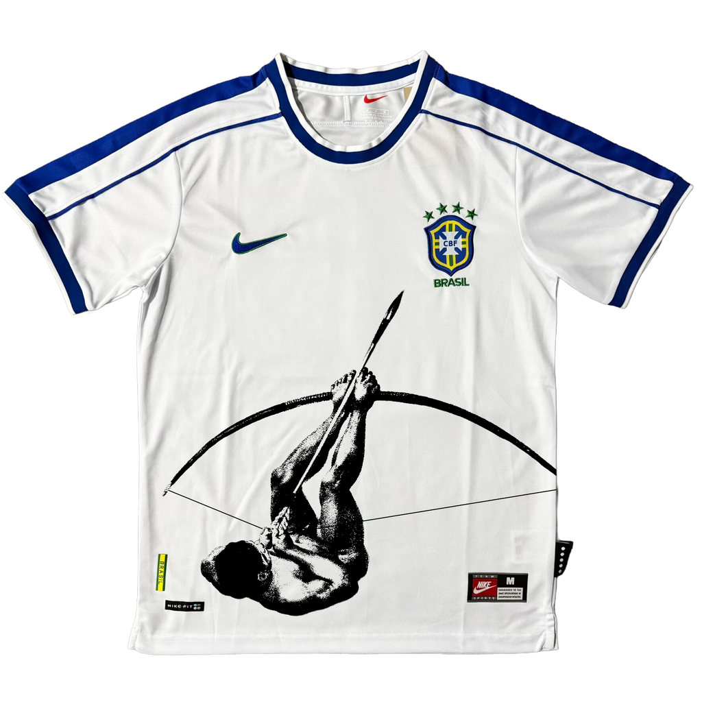 Camisa seleção brasileira 98 branca x Luta Indígena